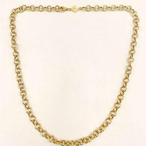 14k Solid Yellow Gold Square Link Chain Necklace 18 Inches